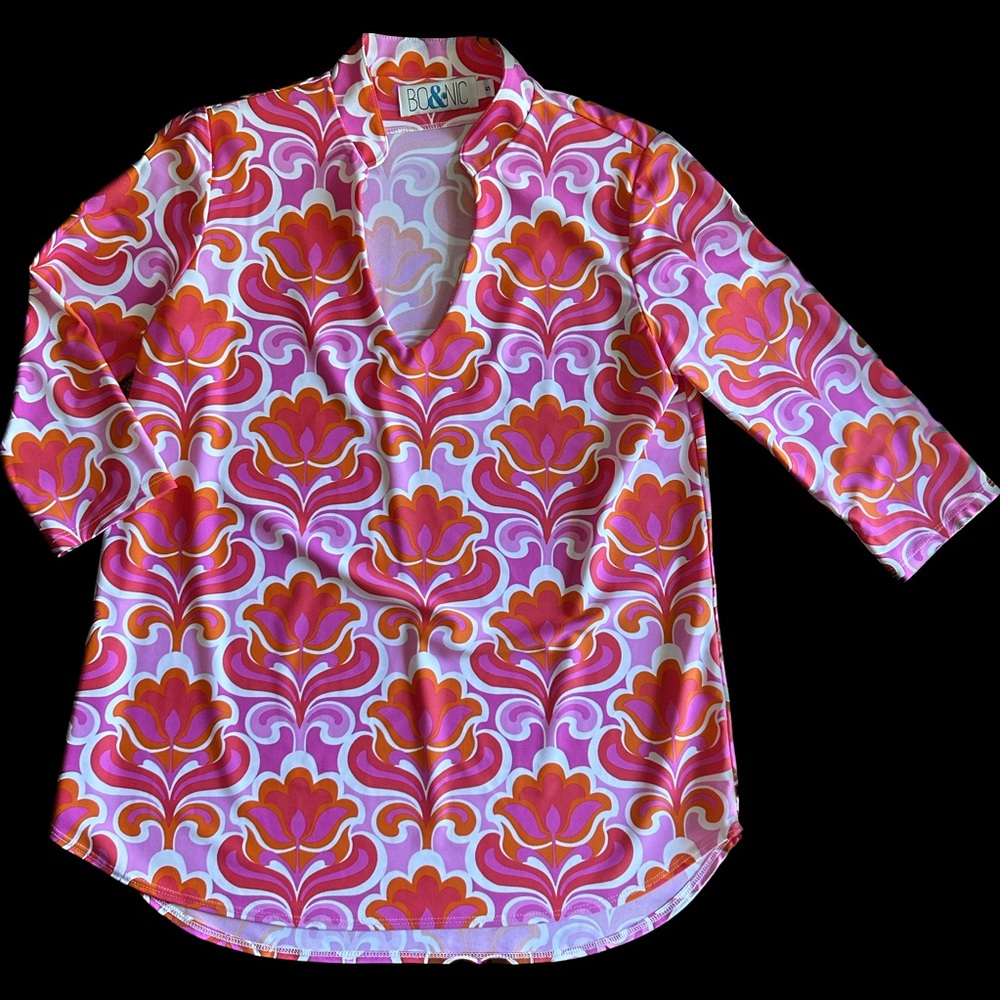 Bo&Nic V-Neck, 3/4 Sleeve Tunic Top Sz S